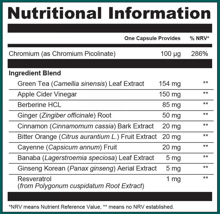 Vitaslimex Nutritional Information
